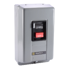 Schneider Electric Non-Reversing NEMA Manual Starter; 18A; 600VAC; 2-Pole; Push Button Operator; NEMA 1 Surface Mount; w/ Pilot Light